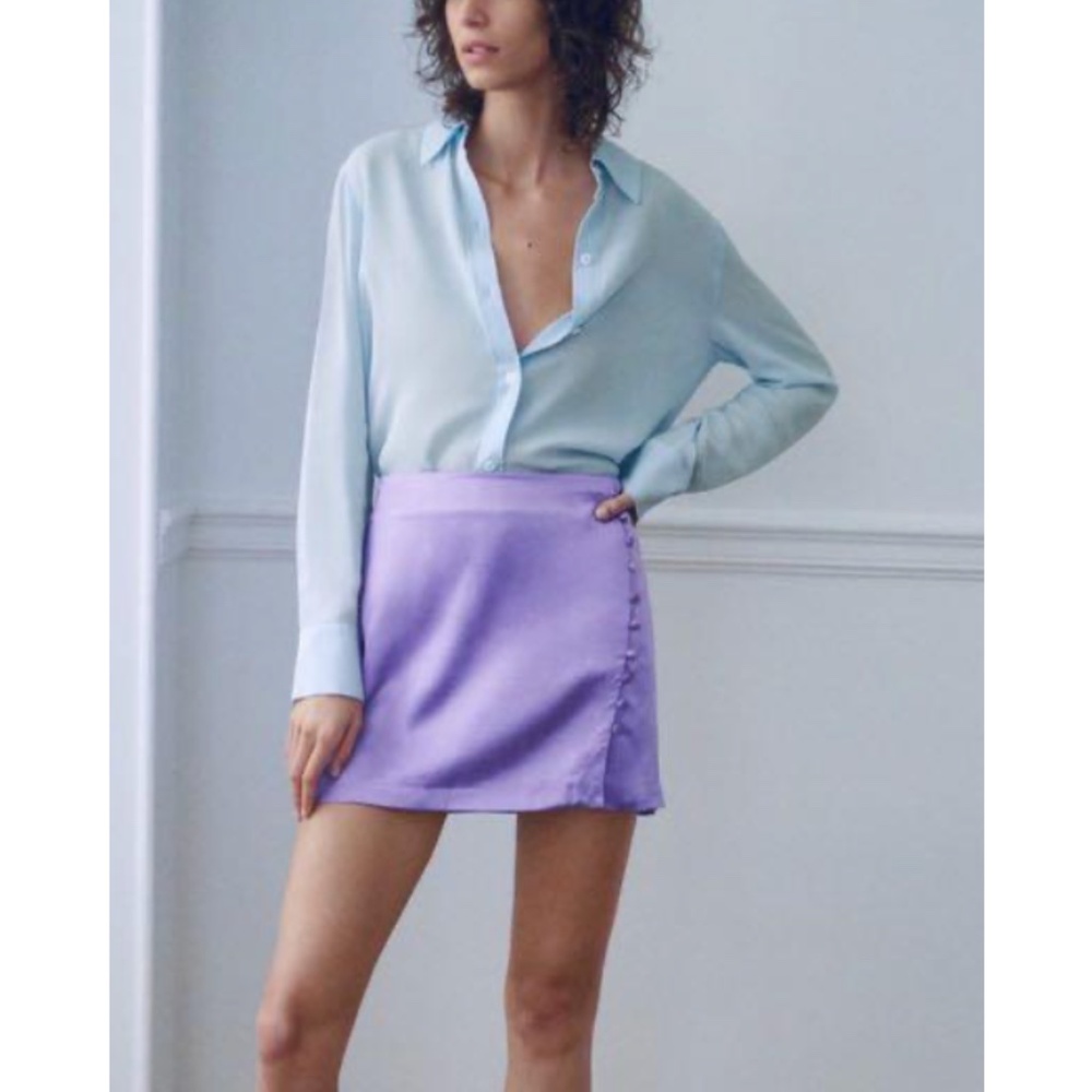 ZARA Lavender Satin Mini Skirt